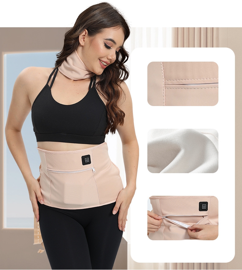 Hot compress castor oil bag with electric heating, reusable leak-proof oil-free essential oil care accessory bag, heating waist support belt